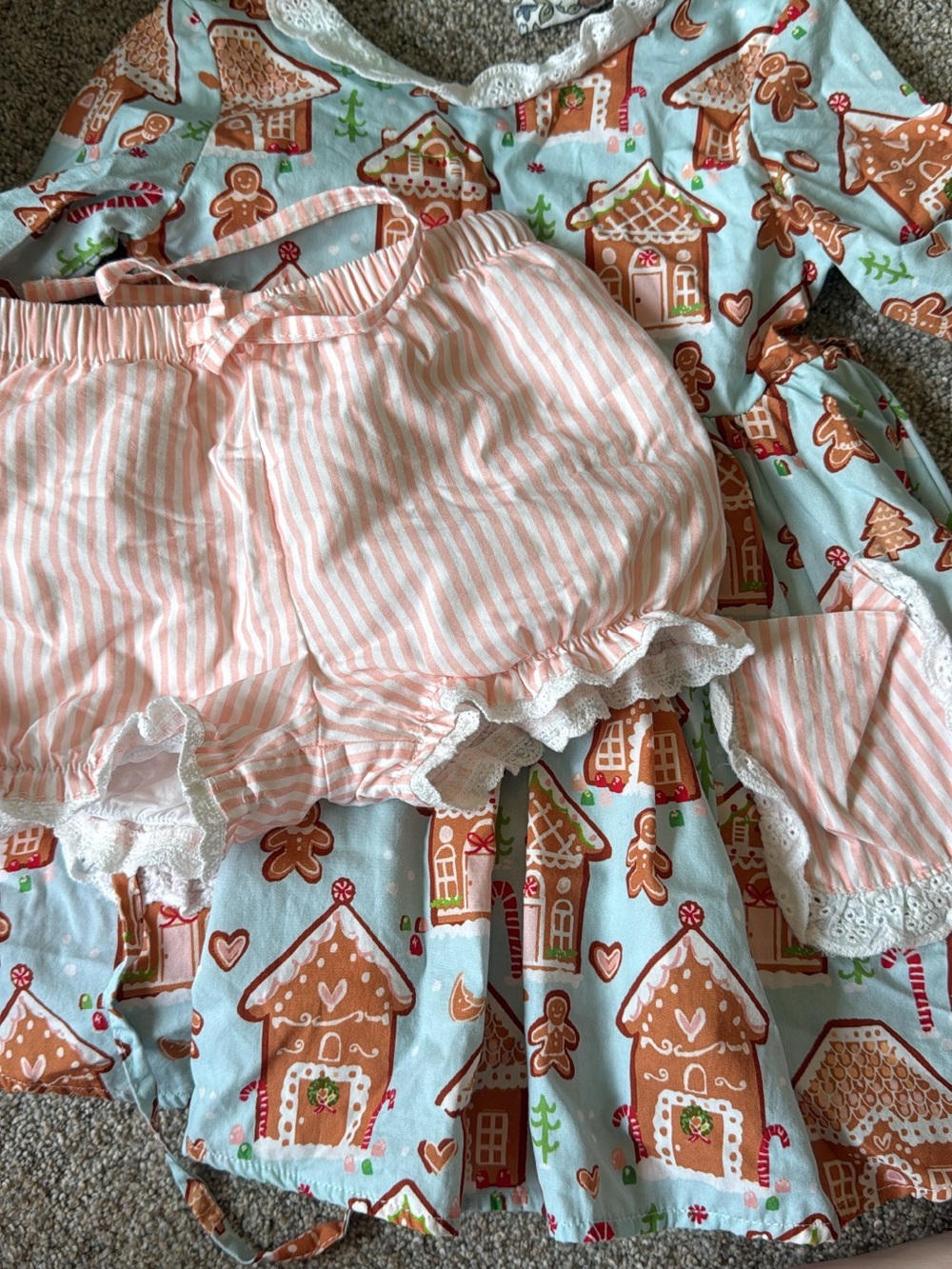 SweetHoney Gingerbread Print Dress Set with shorts